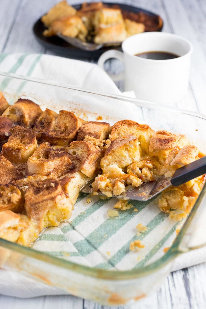 overnight french toast bake in a casserole dish
