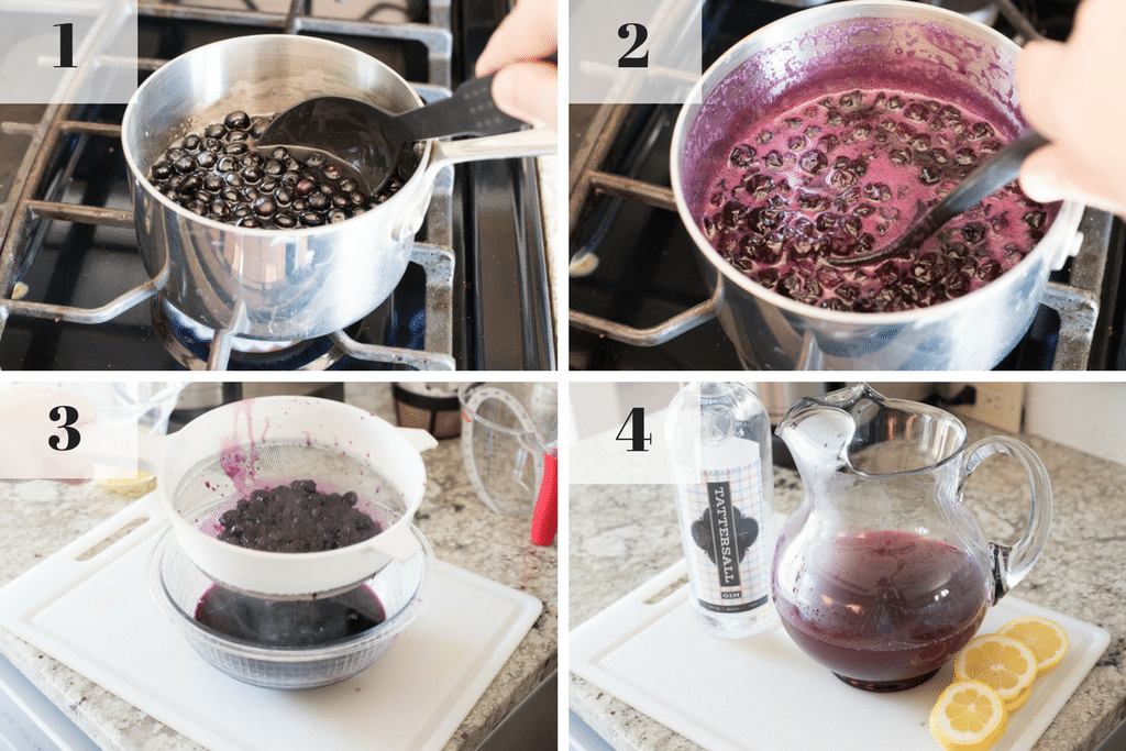 step by step instructions for making blueberry collins