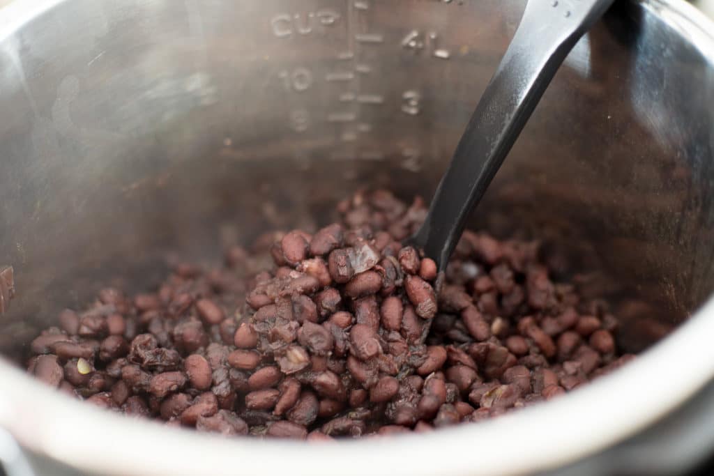 cooked black beans in an Instant Pot